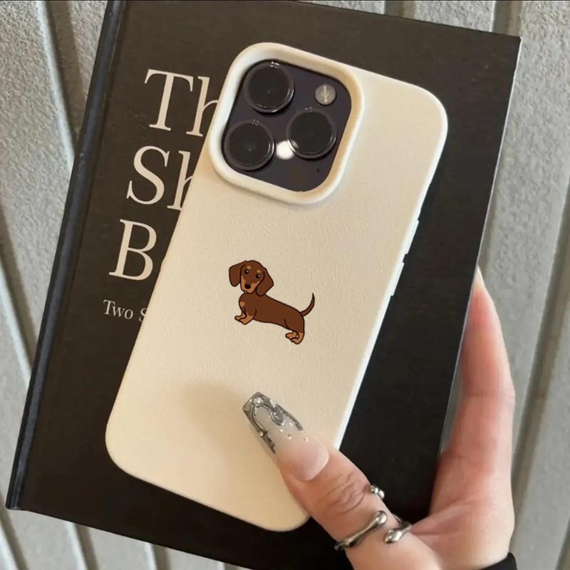 Phone Case For iPhone 11 12 13 14 15 16 17 Pro Max XS X XR 16E 16 Plus 17 Air Minimalist Brown Dachshund Pattern Soft TPU Cover