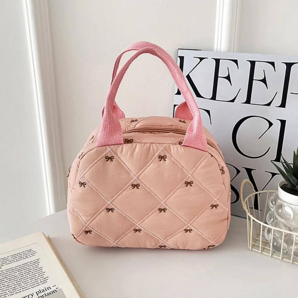 New Bow Lunch Bag Large Capacity Portable Cosmetics Storage Bag Makeup Bag Gift