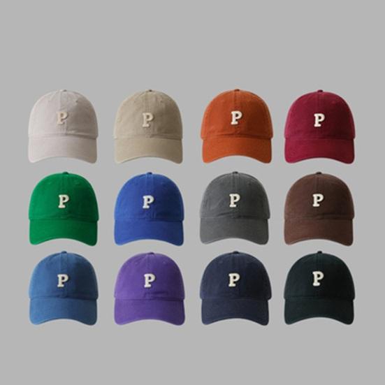 Unisex Embroidery P Letter Print Extended Brim Adjustable Baseball Hat Sunscreen Visor Sun Hat Fashion Accessories