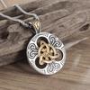 Retro Celtic Knot Pattern Disc Cross Pendant Necklace for Men Gothic Punk Trend Street Jewelry Gift