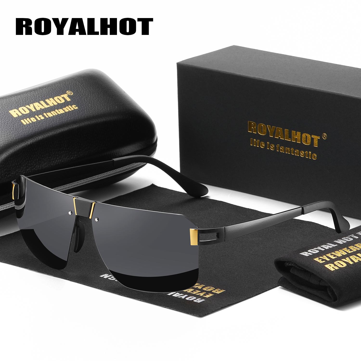 

RoyalHot Мужчины Женщины Безрамные поляризованные солнцезащитные очки из сплава Очки для вождения Очки золотой