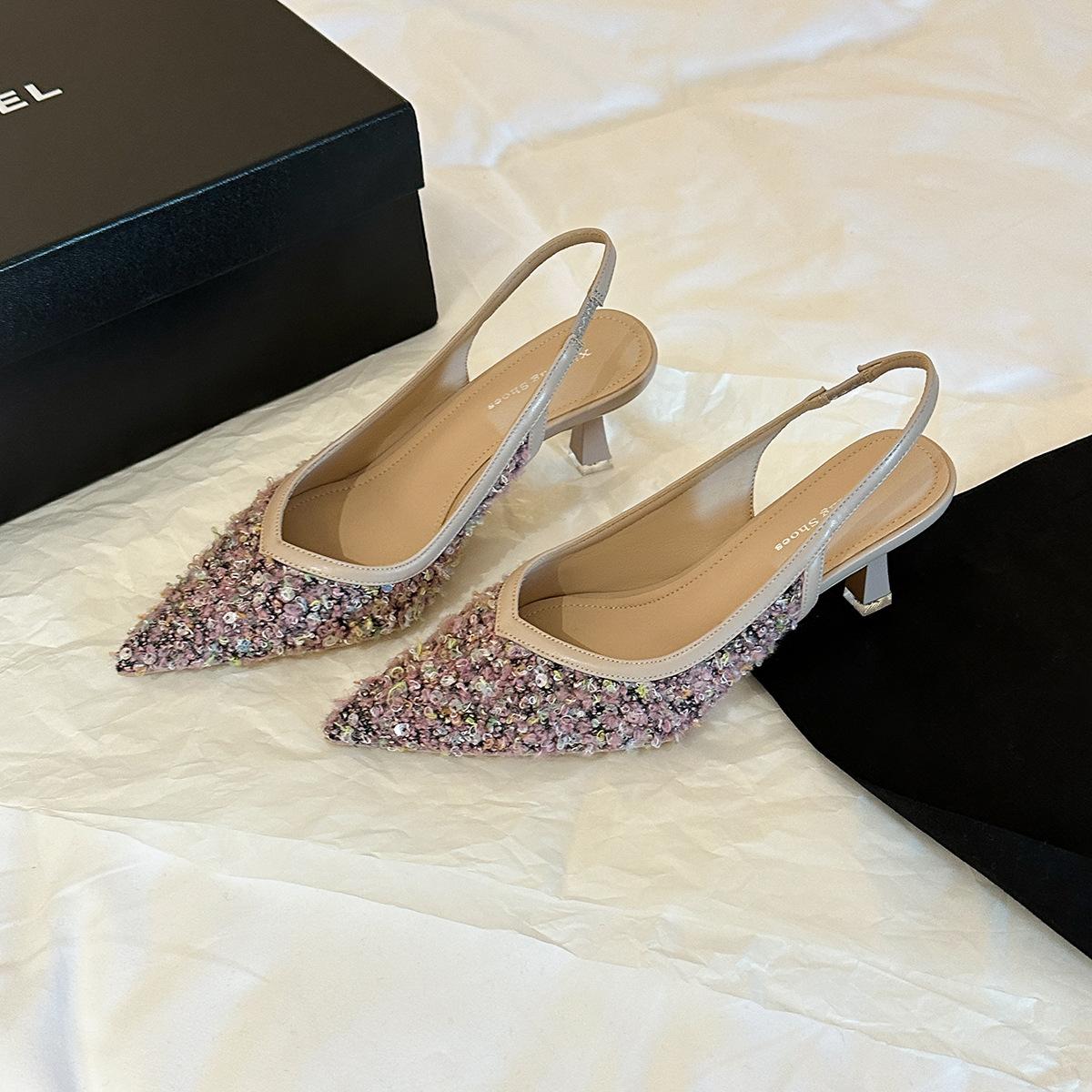 

699-302 Fashion banquet sequins pointed high heels single shoes spring sexy empty pink stiletto single shoes women s shoes 40 розовый