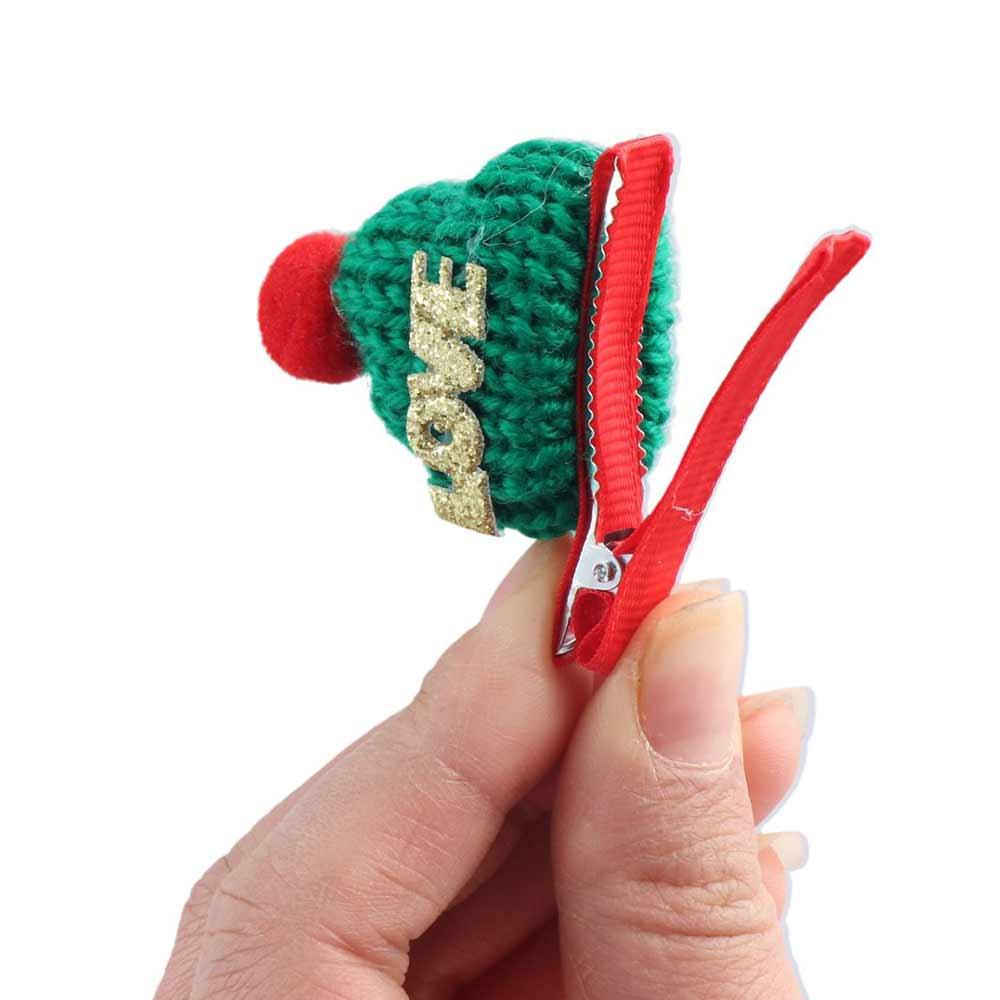 Merry Christmas Decor Christmas Hat Hairpin Santa Claus Sequin Children Christmas Hair Clip Mini Knitted Hat Love