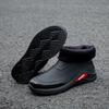 Men's Waterproof Non-slip Ankle Rain Boots with Cotton-padding, Solid Color for Kitchen & Car Wash Use
