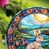 Easter Bunny Suncatcher 2D Acrylic Rabbit Eggs Window Hanging Ornament for Indoor Outdoor Home Garden Decor Housewarming Gifts for Women