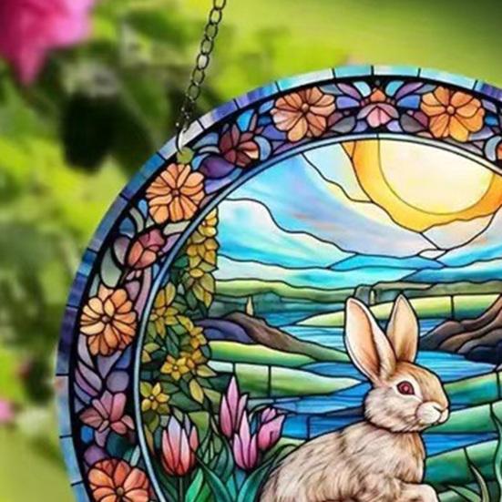 Easter Bunny Suncatcher 2D Acrylic Rabbit Eggs Window Hanging Ornament for Indoor Outdoor Home Garden Decor Housewarming Gifts for Women