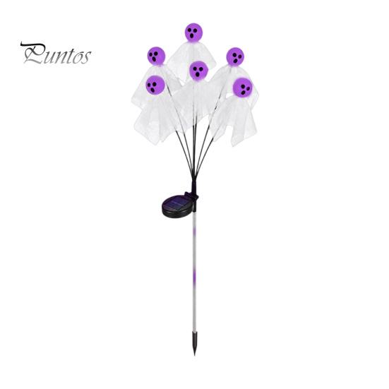 Neon Green LED Pathway Lights Halloween Swaying Ghost Outdoor Decorations, Solar Powered Stake Light, 6 LEDs Yard Signs Lights, Waterproof Garden with