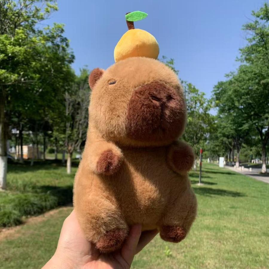 Capybara Plüschtiere Kawaii Stofftiere Anime Orange Capibara Schildkröte Rucksack Kapibala Weich Niedlich Kinder Spielzeug Geburtstag Weihnachtsgeschenk