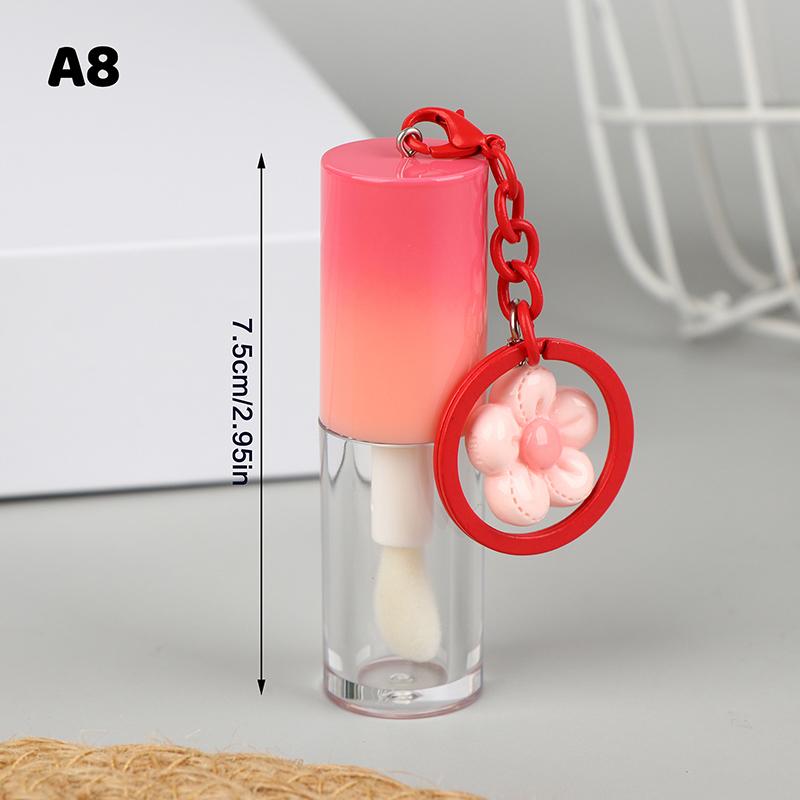 Refillable Lip Glaze Bottle with Keychain – Empty Gradient Tube for Liquid Lip Gloss or Samples