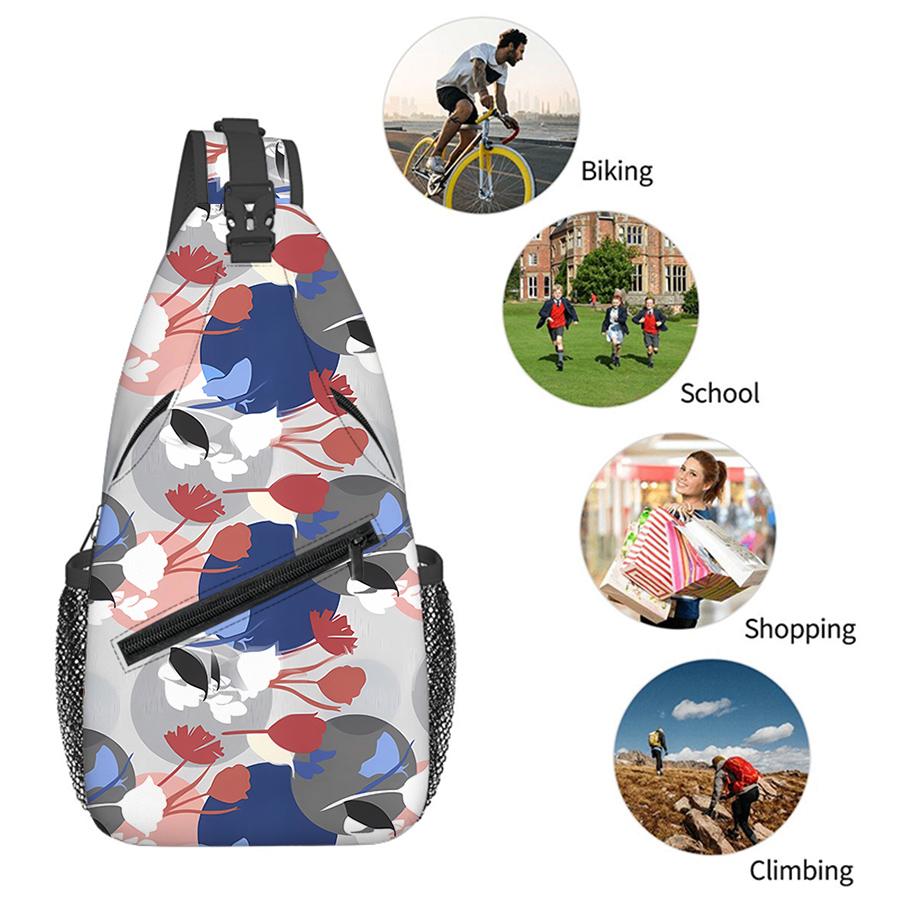Blumenast-Muster Brusttasche Junge/Mädchen Bestes Geschenk 2D Cartoon Große Kapazität Sport Freizeit Mode Fitness Tasche für Kinder