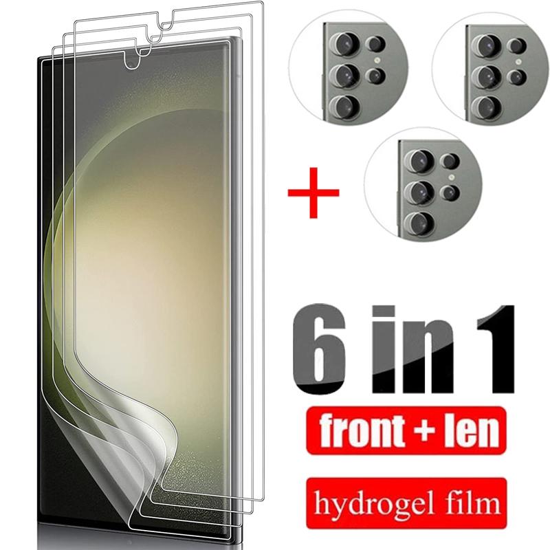 

Полноэкранная пленка 6 в 1 для Samsung Galaxy S23 S22 S21 S20 FE Ultra S10 S9 S8 Plus A13 M13 A23 M23 A12 A04 A04S M22 M32 A52 A72, пленка для объектива камеры
