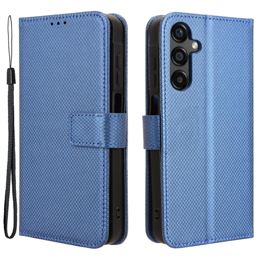 

For Samsung Galaxy M55 5G/C55 5G/F55 5G Case Diamond Texture PU Leather Wallet Phone Cover TPU Inner Shell Blue