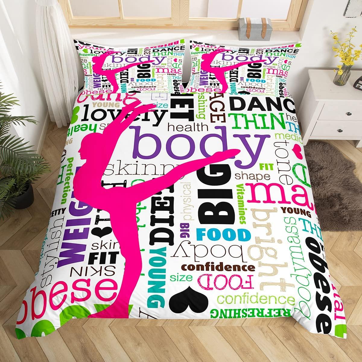 

Gymnastics Bedding Set Queen Size Kids Sleep Comforter Cover Set For Boys Girls Teens Camouflage Camo Duvet Cover Sports Theme EU Single(135*200cm)3pcs