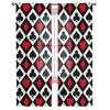 Poker Squares Pik Herz Karo Textur Transparente Vorhänge für Wohnzimmer Tüll für Fenster Voile Garn Kurze Schlafzimmergardinen