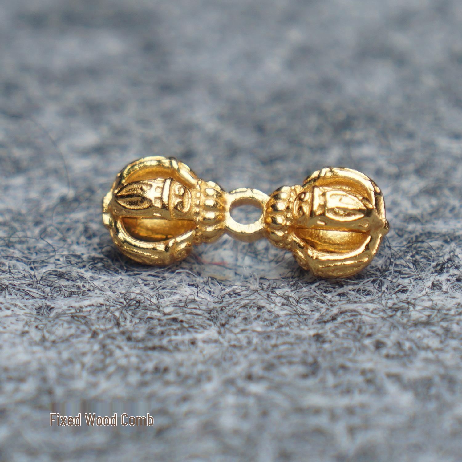 Gold Plated S925 Silver Vajra Spacer Bead for DIY Bracelet Pendant