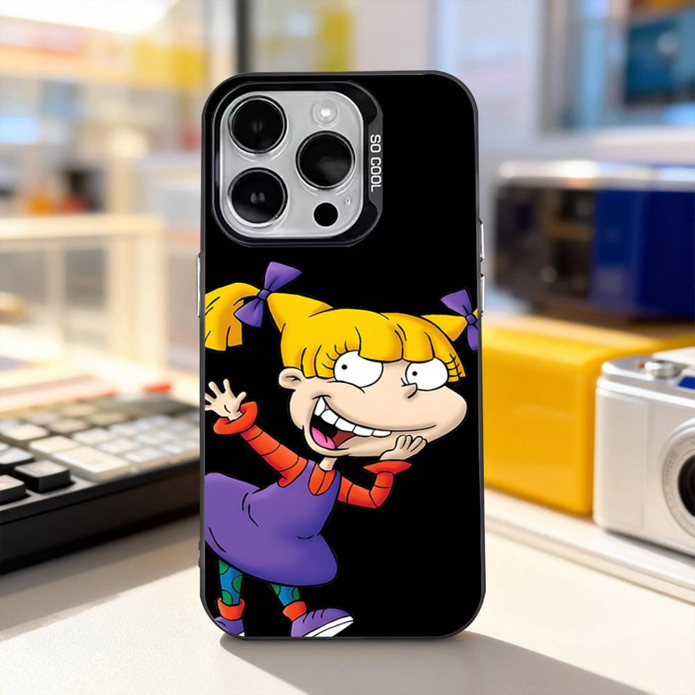 

R-Rugrat Chuckie A-AngelicaS For iPhone17,16,15,14,13,12,11,Pro,Max,Plus,E,Air,Mini Anti Fall Black Matte Hard Bumper Phone Case iPhone12mini