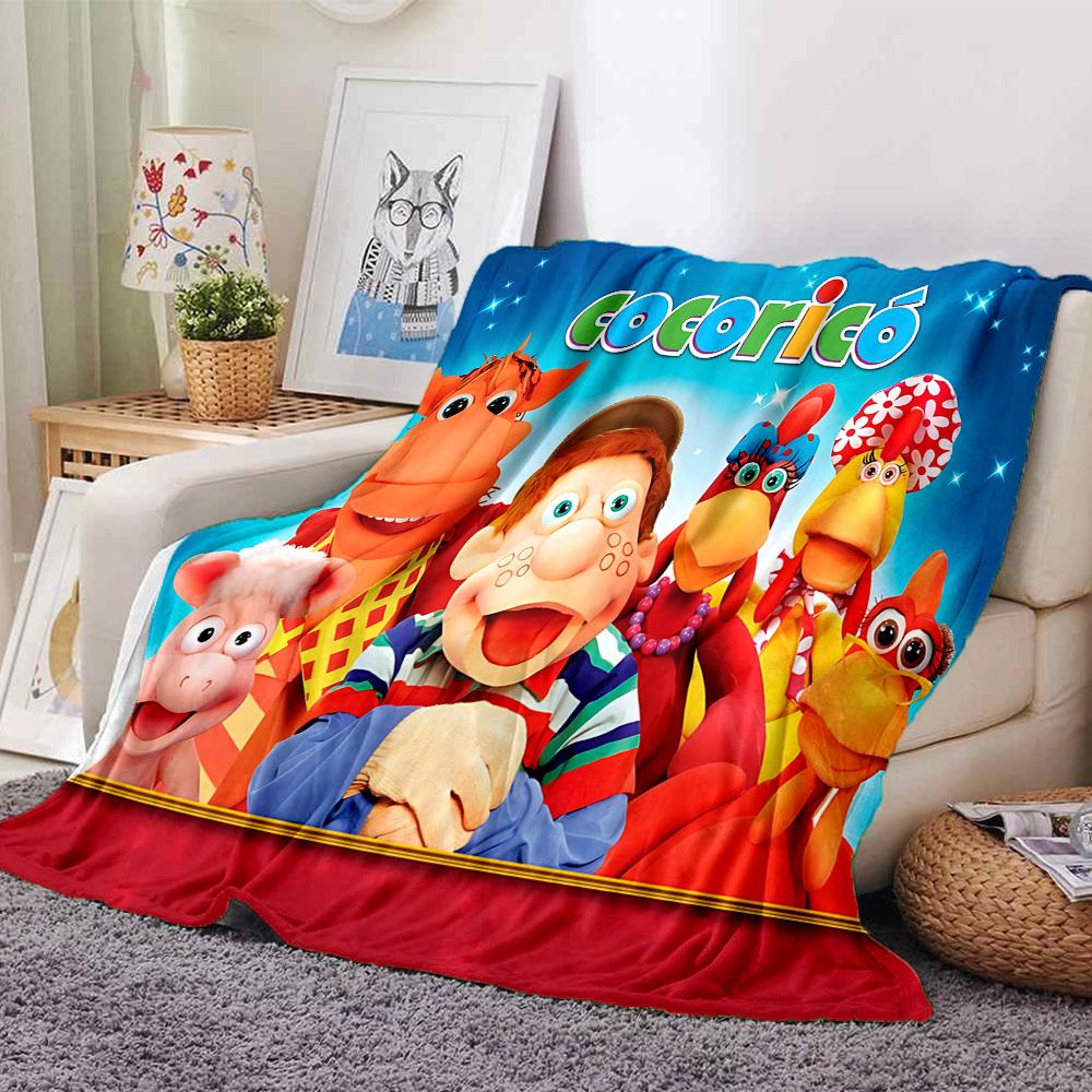 Cocorico Animal Puppet Show Flannel Blanket Super Soft Warm Cozy Blanket for Sofa Bed Office Travel All‑Season Home Decor Gift