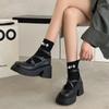 Rimocy Patent Leather Ankle Strap Lolita Shoes Women Thick Heels Platform Mary Janes Woman Sweet Lovely High Heeled Pumps 2024
