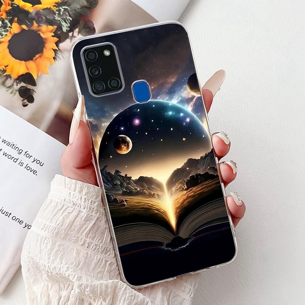 For Samsung A21s Case Cover Clear Fashion Luxury Cute Painted Back Cover For Samsung Galaxy A21s Phone Case A217F A217M A217N