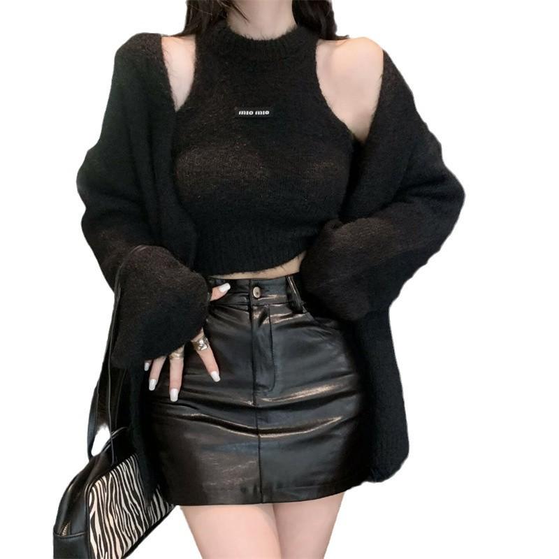 Damen Herbst/Winter Weicher Strickpullover & Strickjacke Zweiteiler - Mittellang, Lässiger Stil für einen würzigen Look