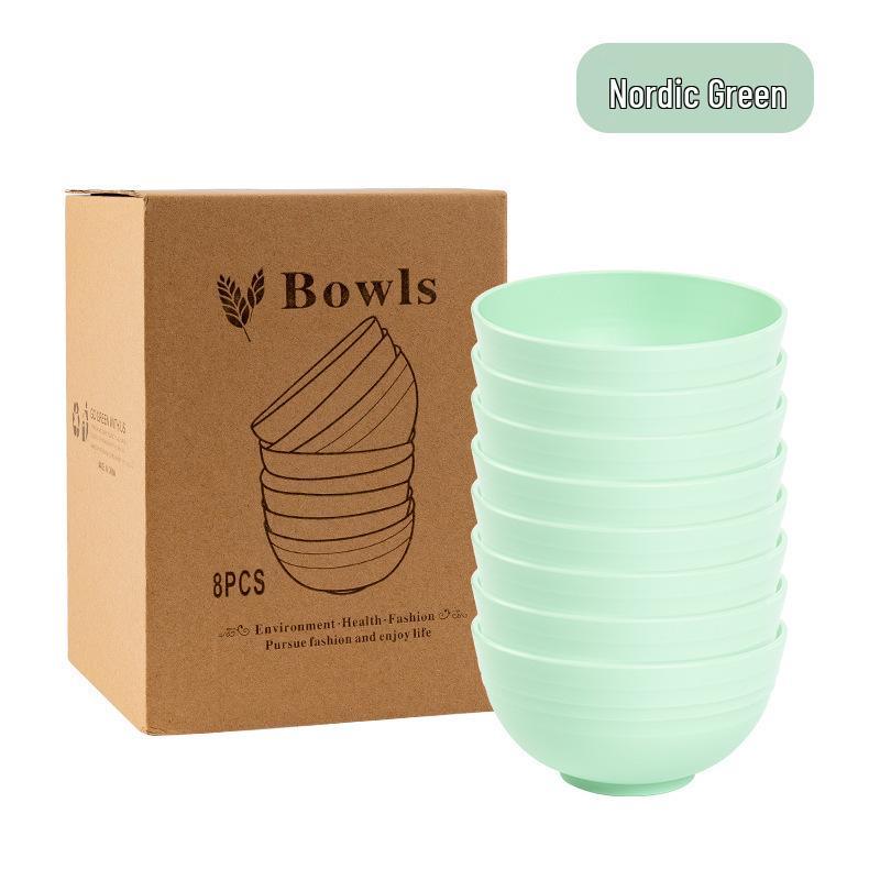 Cross-border PP Plastic Bowl Set - Multi-purpose for Dormitory: Includes Water, Fruit, Salad, Noodle, Soup, and Rice Bowls. Large Size.