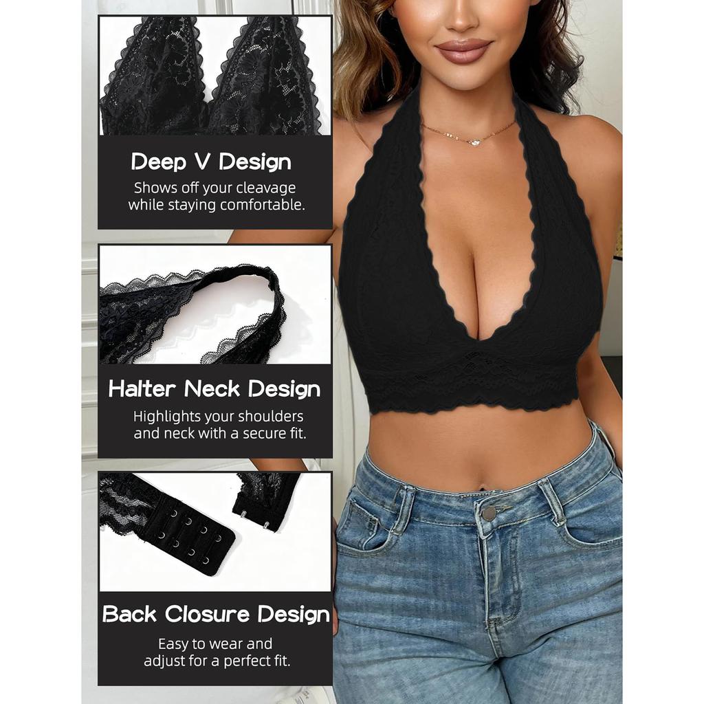 Lingerie Women's Lace Lingerie Neck Lace Bra Sexy Deep V Bra