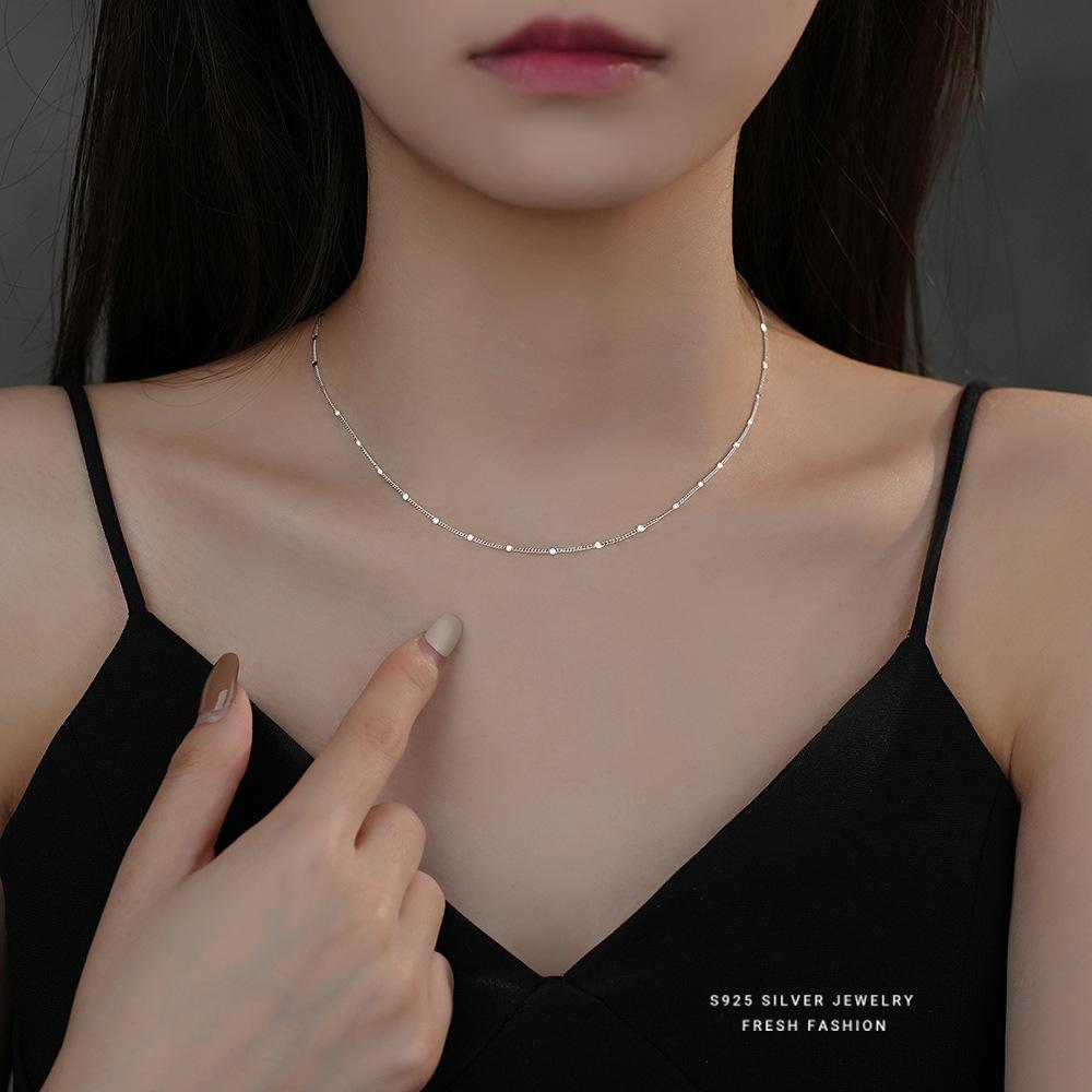 

925 Sterling Silver Simple Temperament Chain Necklace Clavicular Chain for Women Birthday Gift Fashion Fine Jewelry
