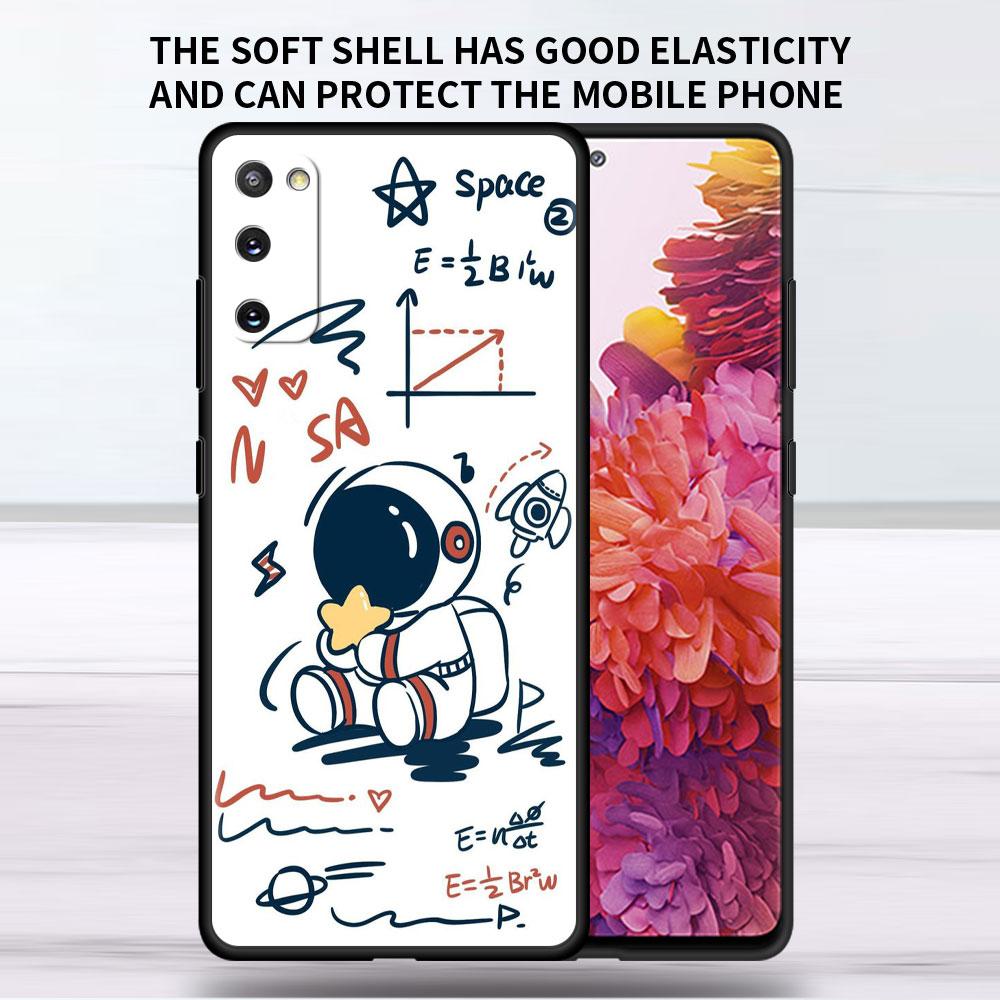 Soft Case For Samsung Galaxy Note 20 Ultra 10 Plus Lite A50 A70 A20 A40 A20e 9 8 A60 A10e Phone Cover Cartoon Cool Astronaut Sac