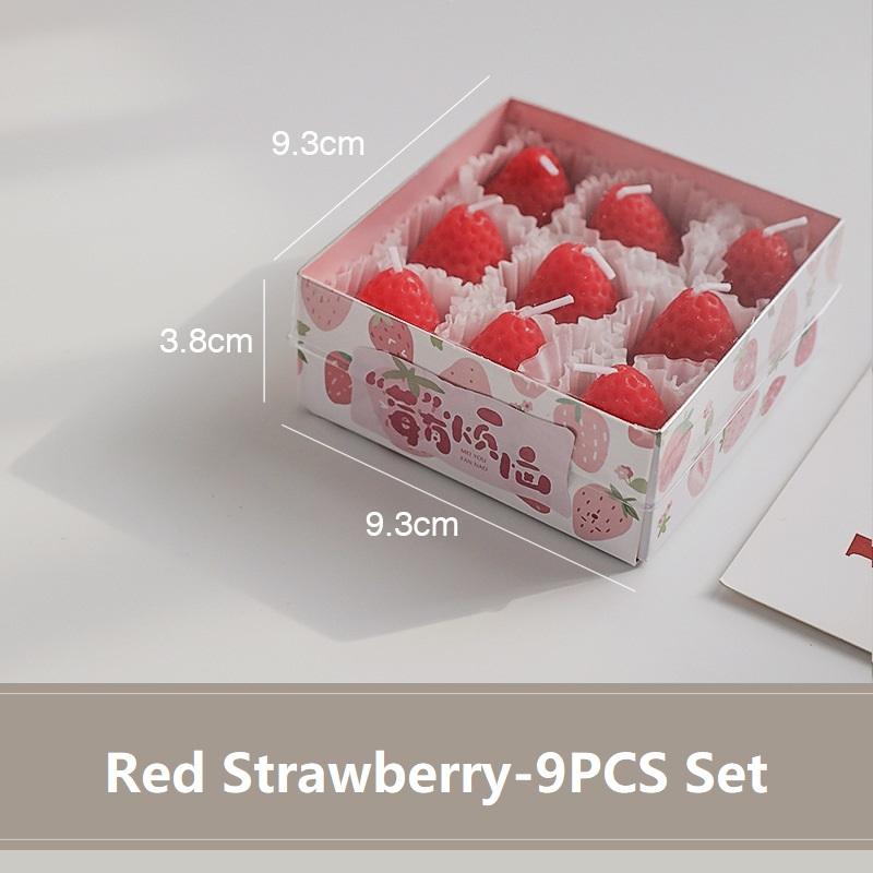 4/6/9PCS Strawberry Shaped Scented Candles Gift Box Handmade Realistic Fruit Scented Aromatherapy Mini Candles Home Decor Gifts