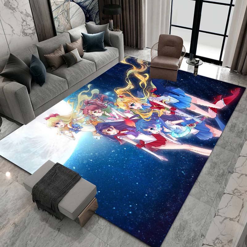 3D printed Sailor Moon pattern rug, large-area non-slip washable rug,, suitable for bedroom home décor.22