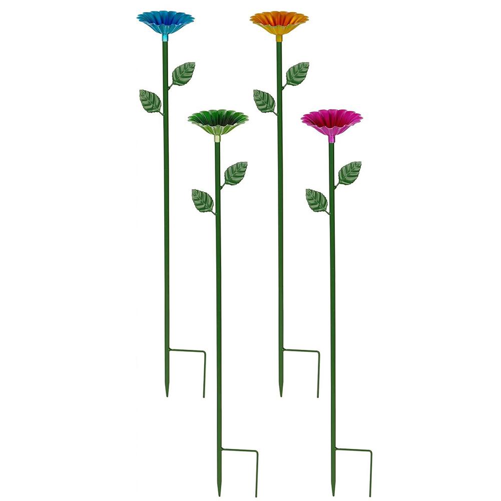 Bee Watering Station Metal Bee Water Feeder with Stake Standing Bee Feeder Flower Shape Multi-Function Gardening Supplies