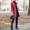 Women's Stand Collar Open Front Pea Coat Casual Winter Warm Mid Long Blazer Trench Coats Overcoat Outerwear Solid Color Woolen Coat