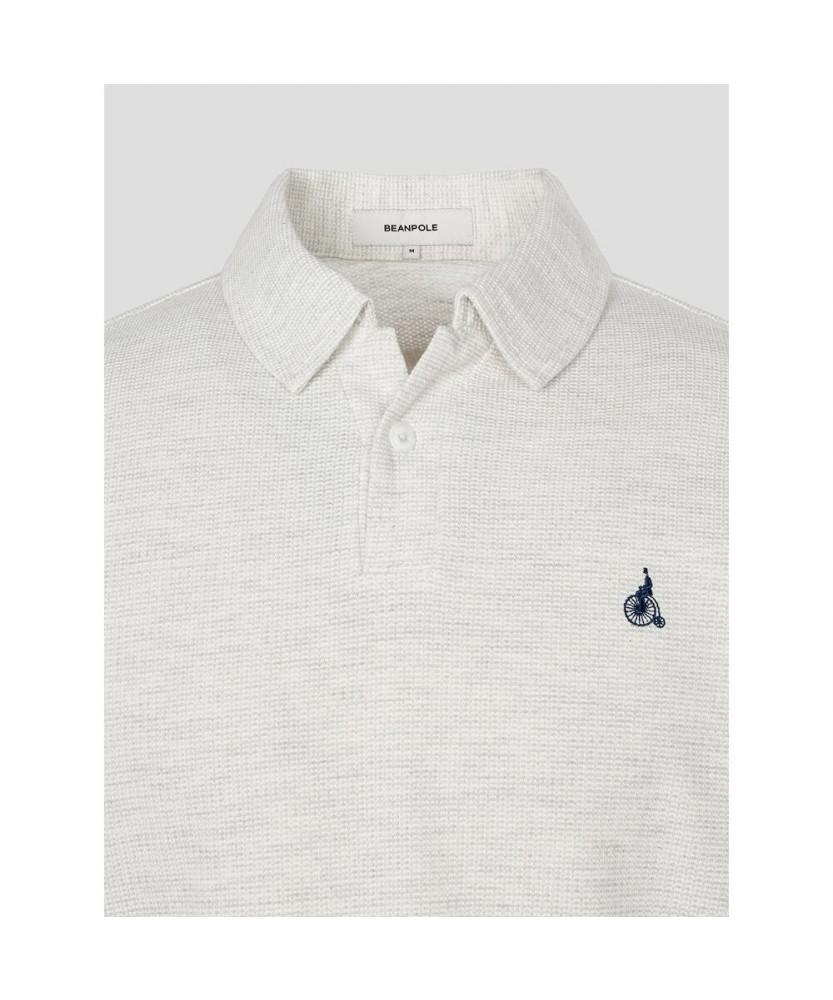 Binpolmen Open-Neck Soft Crescent Pique T-Shirt Light Gray