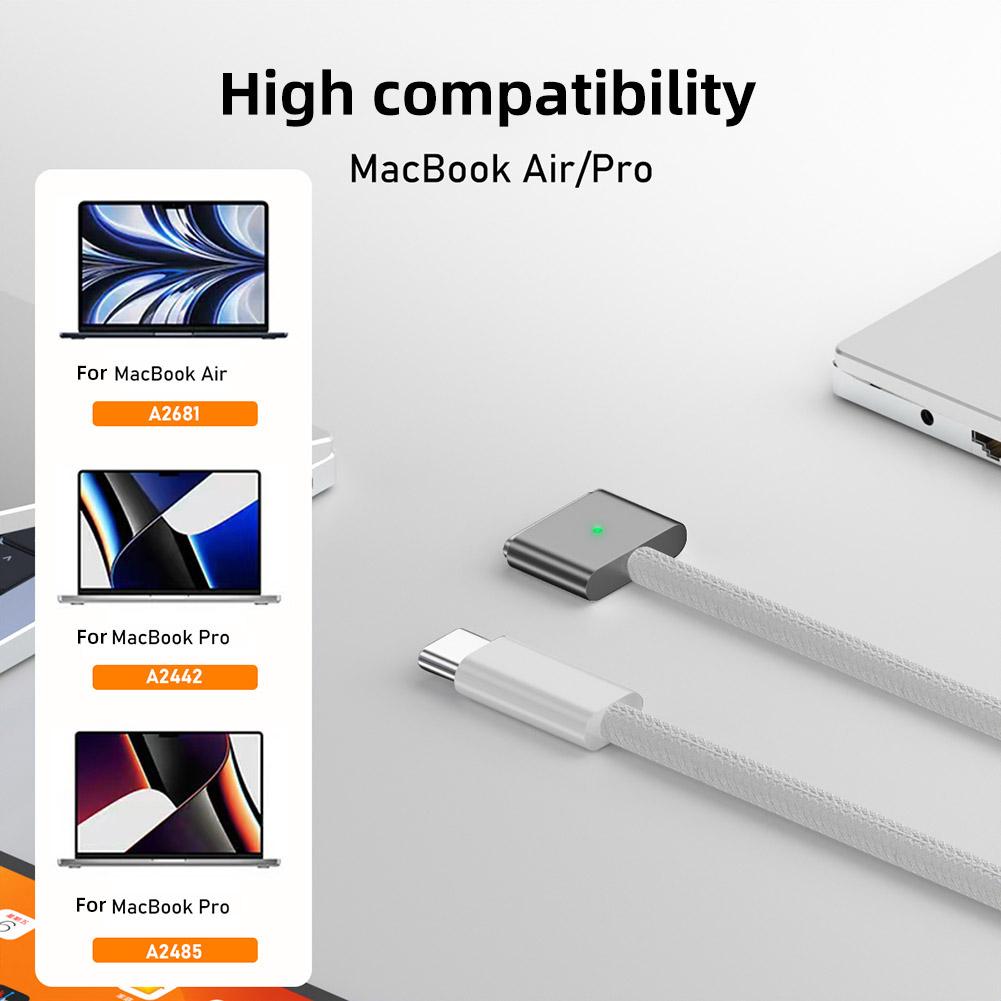 2M USB-C Male To Magnetic3 Fast Charge Cable LED Indicators USB C To Magnetic3 Charging Cable for MacBook Air 2025/Pro 2025 2025
