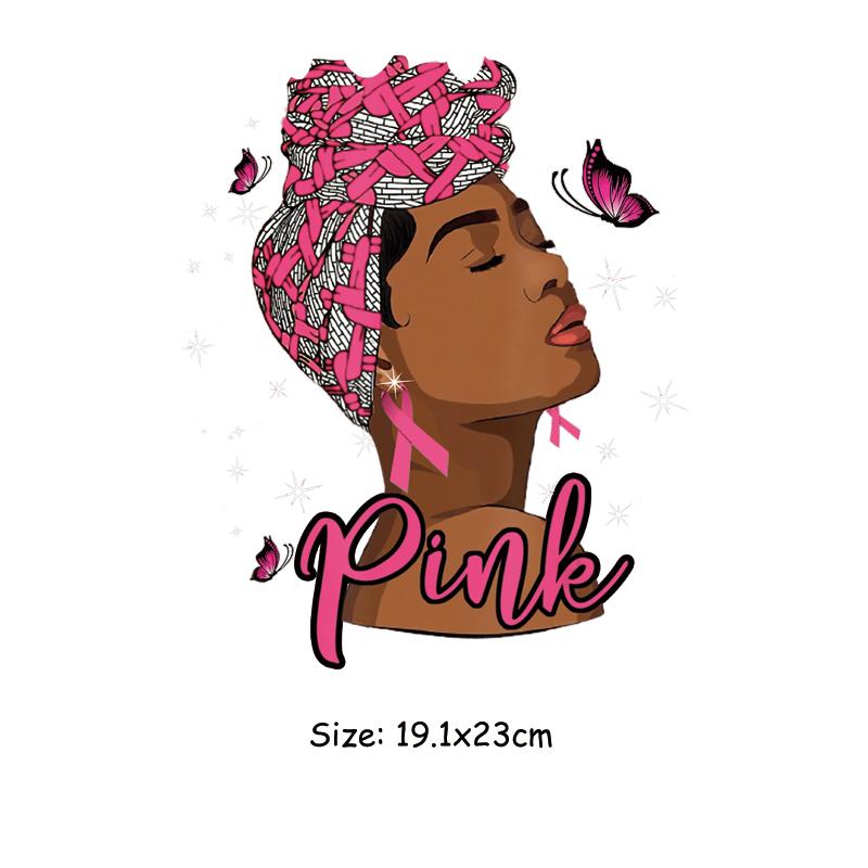 

Нашивки для одежды в стиле культуры для девочек, розовые наклейки для женской одежды, теплопередающие нашивки «сделай сам», новые железные нашивки, наклейки на одежду 19.1x23cm