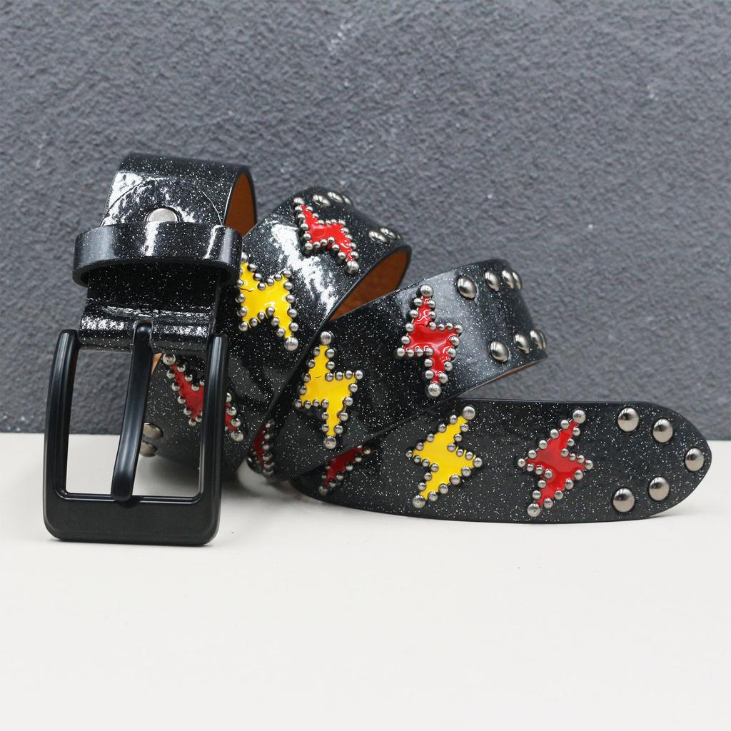 Alloy Rivet Belt Punk Style Men's and Women's Same Bright Belt Decorative Belt