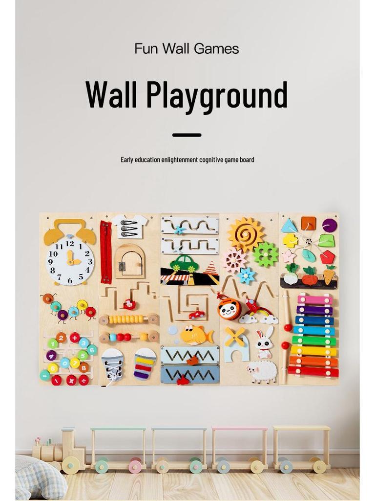 Early Learning Multifunctional Wall Game: Children's Cognitive and Motor Skills Busy Board Toy