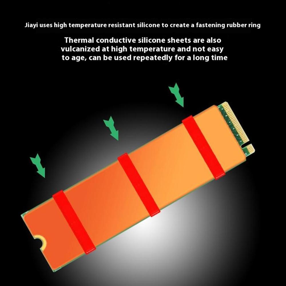 JEYI M.2 NVMe Copper Heat Sink with Thermal Pad and Rubber Straps for 2280 SSD Laptops Cooling Heatsink