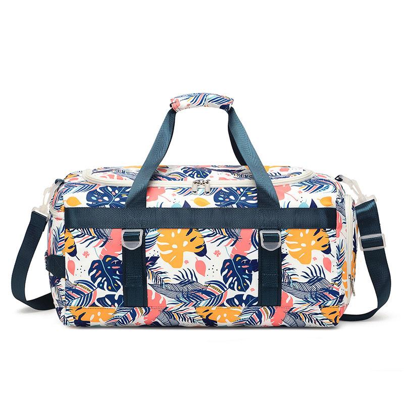 Fashionable Leaf Printed Oversized Sports Travel Bag with One Shoulder Diagonal Cross Hand Luggage Travel Bag