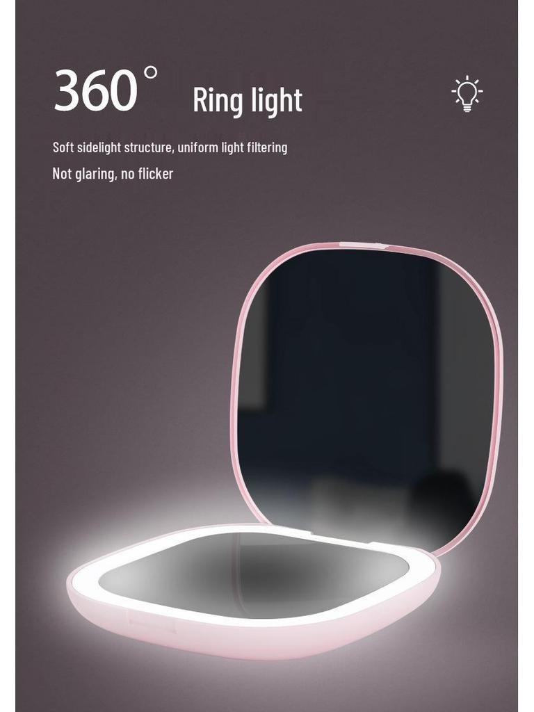 Portable LED Makeup Mirror with 5x Magnification - Compact, Handheld Beauty Light