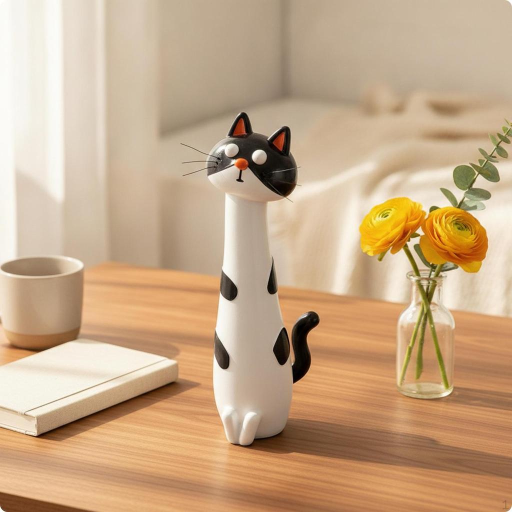 Katzenfigur Harz Dekoration Skurrile Dekoration für Sammler, Schreibtisch, Bücherregal, Büro Kuh