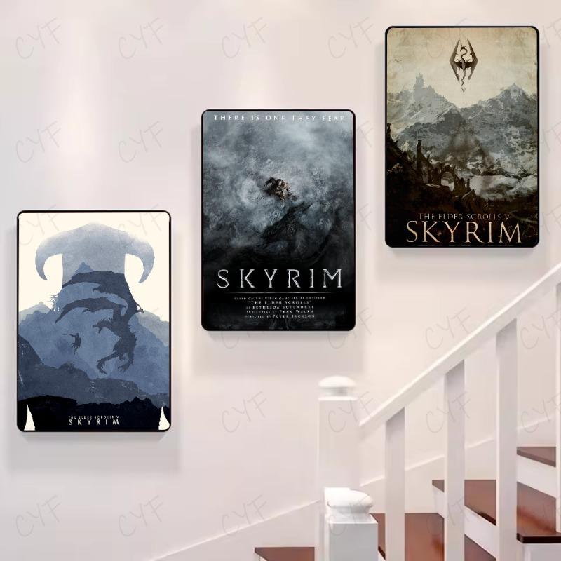 S-Skyrim The Elder S-Scrolls V Poster HD art sticky wall waterproof home living room bedroom bar aesthetic decoration