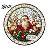 Christmas Window Decorations Acrylic Hanging Decor 2D Holographic Stained Glass Art Vintage Style Holiday Ornament with Metal Chain Double-sided