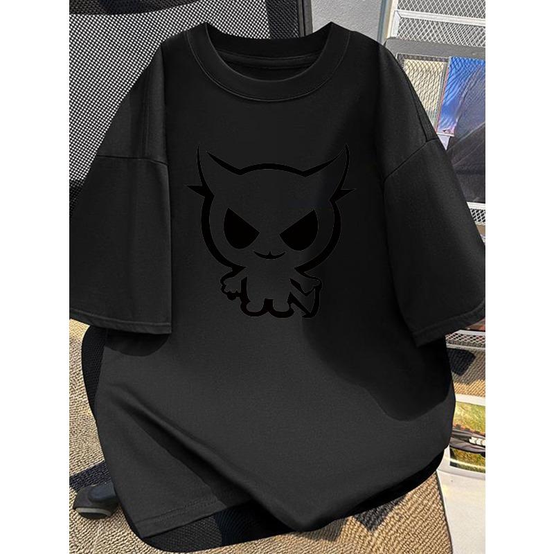 

European sizes Men S Short-Sleeve T-Shirt Featuring a Cartoon Owl Print, Suitable for Casual Commuting for Both Men And Women S чёрный