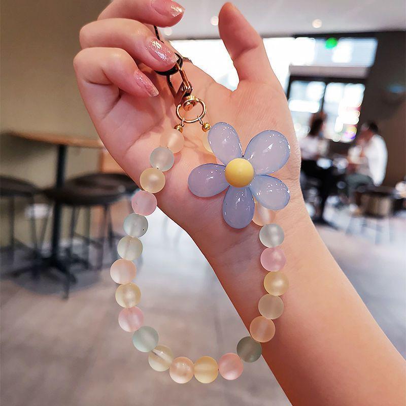 Anti Loss Mobile Phone Chain Hanging Strap Short Beaded Bracelet Lanyard Keychain Women Girls Cellphone Cord Jewelry Accessories