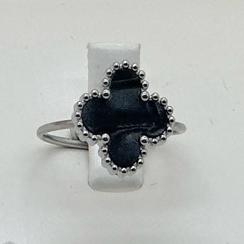 High Version Of The Four-Leaf Clover Ring Does Not Fade Opening Adjustable Titanium Steel Ring Simple Versatile Women's Ring