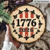 2D Flat, 1pc Round 1776-2026 USA 250th Anniversary Aluminum Hanging Sign, Retro Distressed Patriotic Metal Wall Decor, Perfect for 4th of July