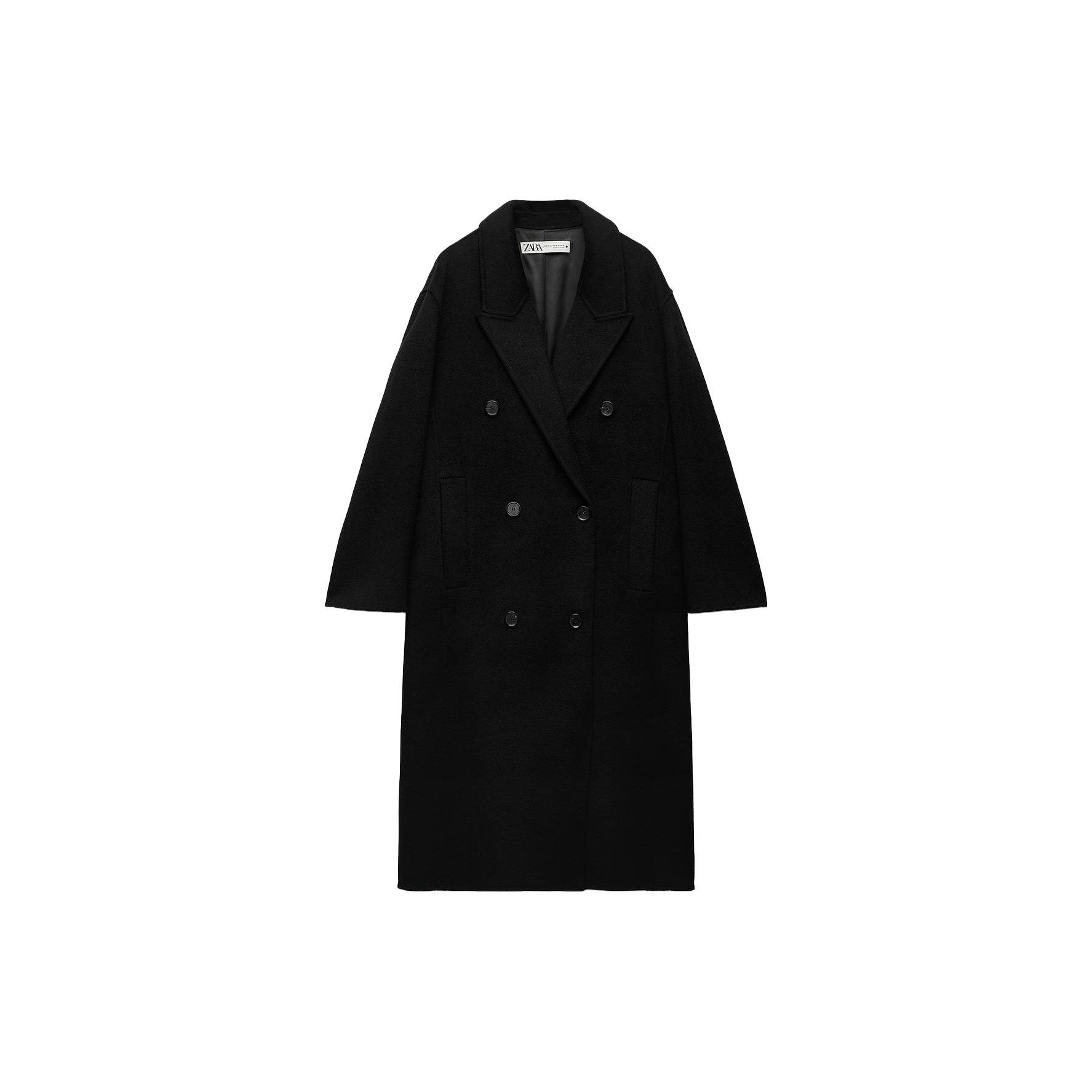 

Zara Модное однотонное двубортное пальто Женское пальто черное 07522259800-33 L