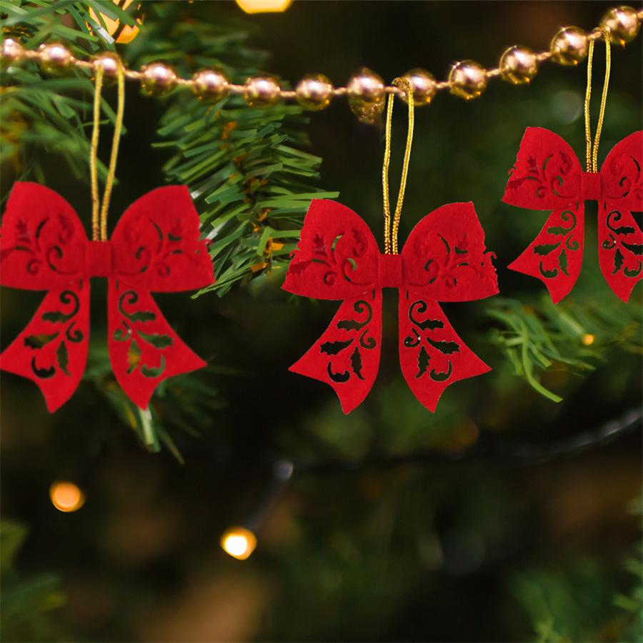 5Pcs Bow Christmas Decorations, Holiday Christmas Tree Hangings, Gift Packaging Decoration Accessories