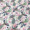 Gold-Stamped Japanese Style Cotton Fabric: Peacock Plum Blossom Pattern for Cheongsam, Hanfu, Tang Suit